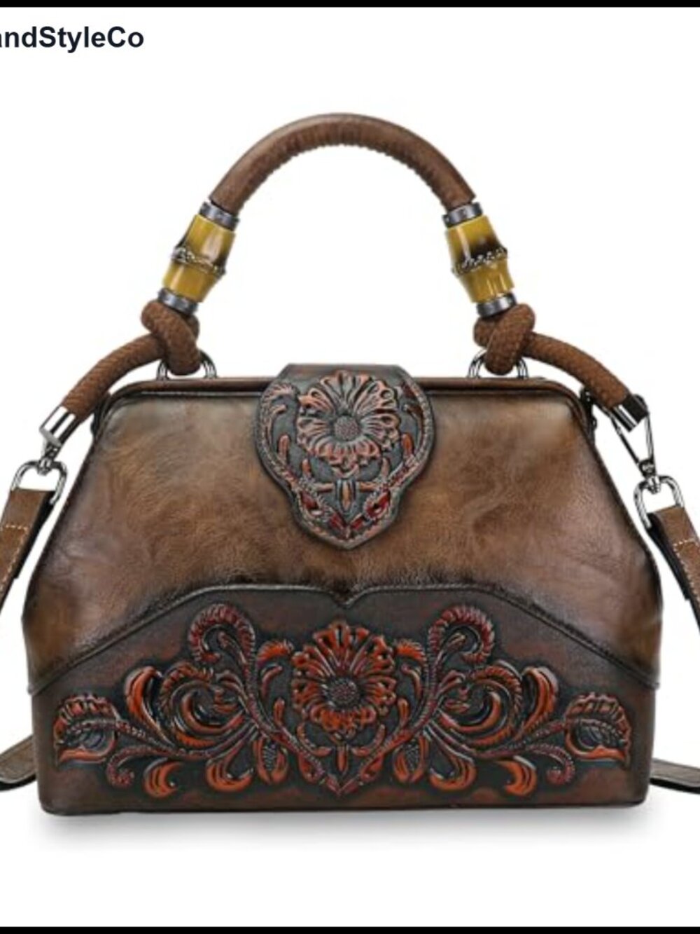 Vegan Leather Satchel Crossbody Bag Embossed Top Handle Medium Tote